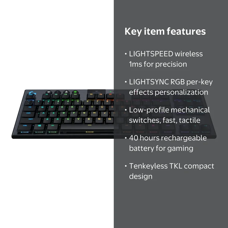 Logitech, Wireless Mechanical Gaming Keyboard, G915 TKL, RGB