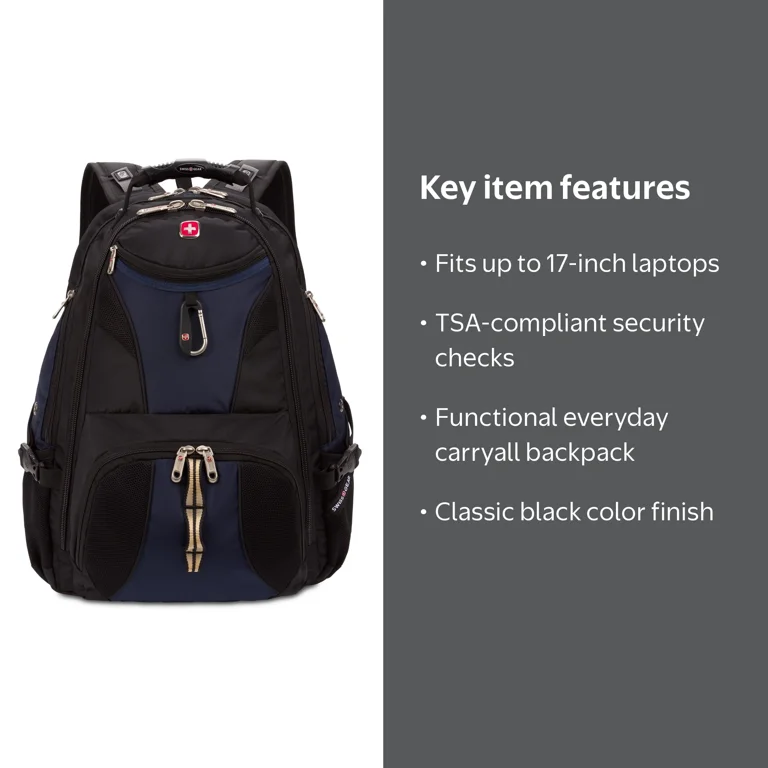 17in black laptop backpack MOZETO 17 Inch Backpack, Large Tactical Inspired Travel Bag (Black) Inch Laptop Backpack Swissgear Scansmart Backpack - Blk