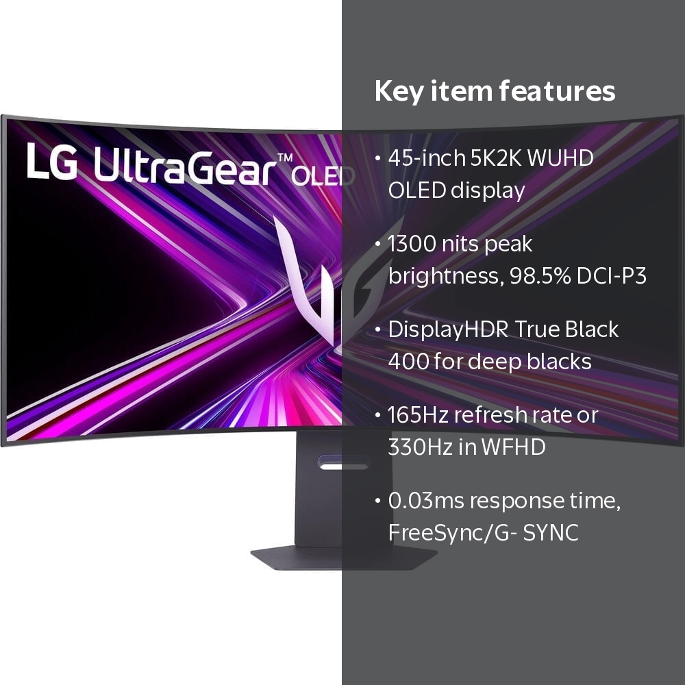 LG, UltraGear Curved Gaming Monitor, 45 Inches OLED 5K2K, 330Hz G