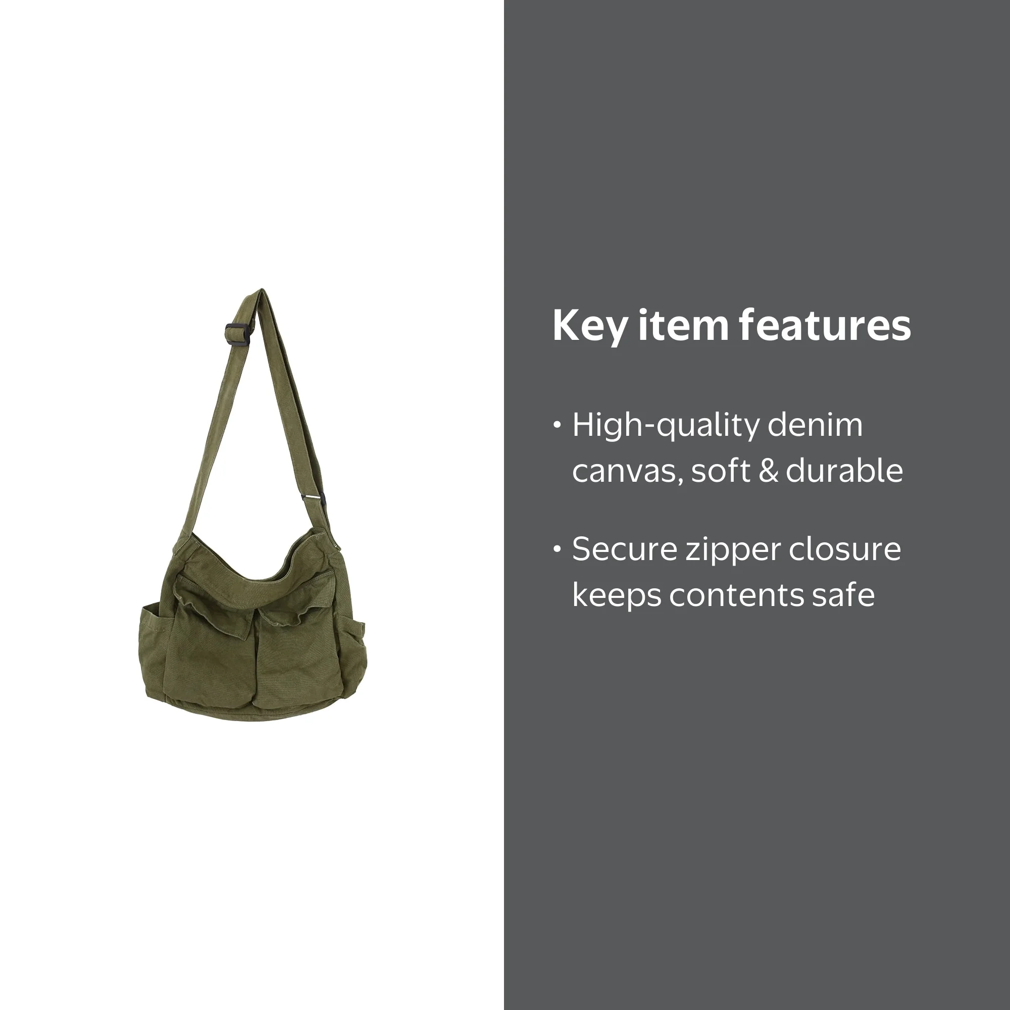 Lotpreco, Canvas Messenger Bag, Large Capacity, Unisex Design