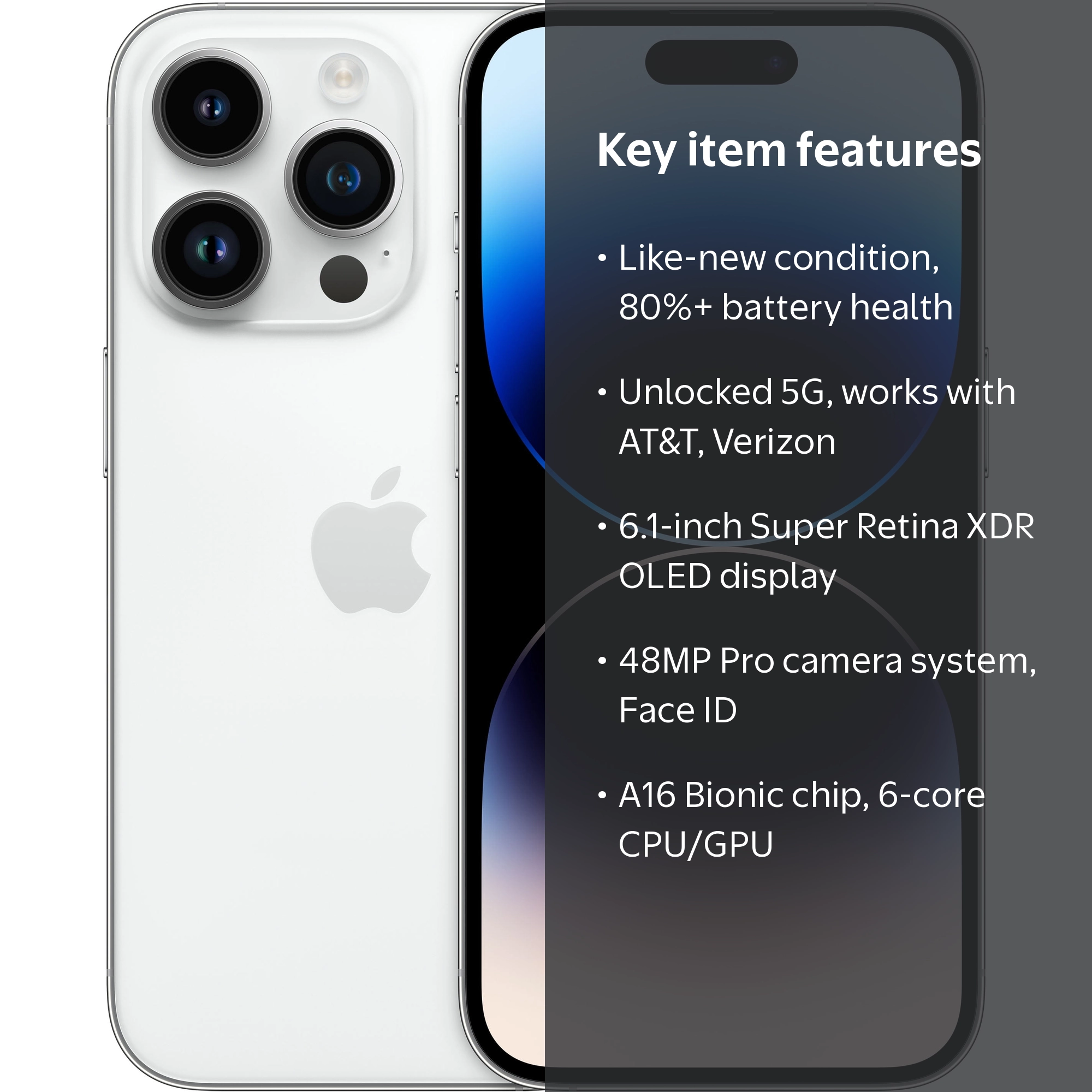 電池交換済Apple iPhone 14Pro シルバー 256GB k2-_435b829f-fc53-4786-b1eb-