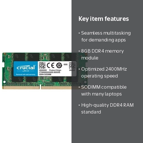 Crucial 8GB DDR4-2400 SODIMM RAM Memory Stick for Computer