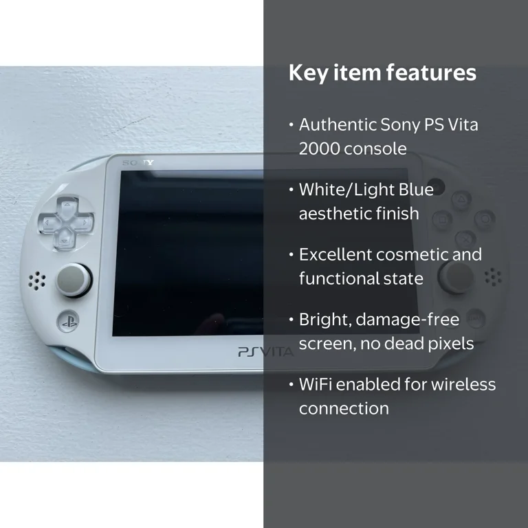 Authentic PlayStation PS Vita 2000 Console WiFi - White/Light Blue