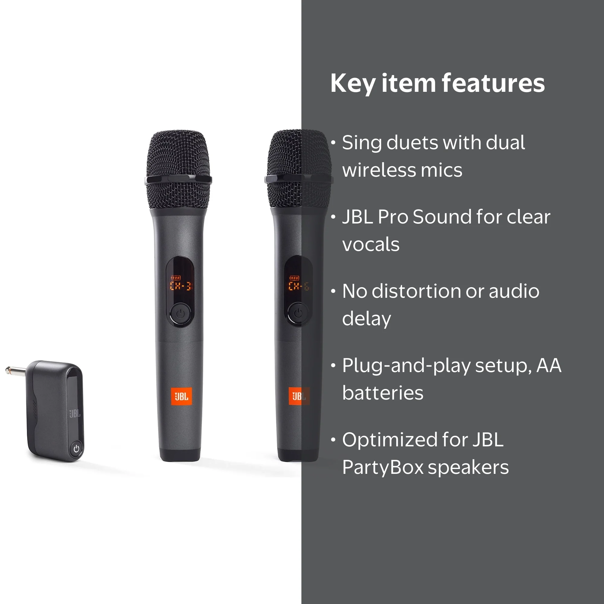 JBL Wireless Microphone Set, Dual-Channel System with Replaceable