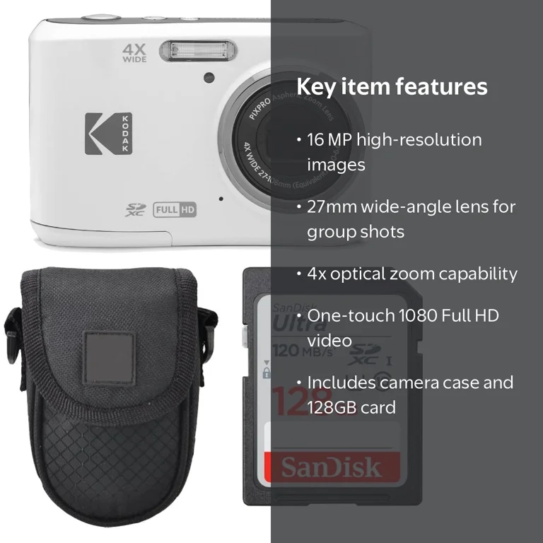 Kodak PIXPRO FZ45 Easy Photo Friendly Zoom Digital Camera (White