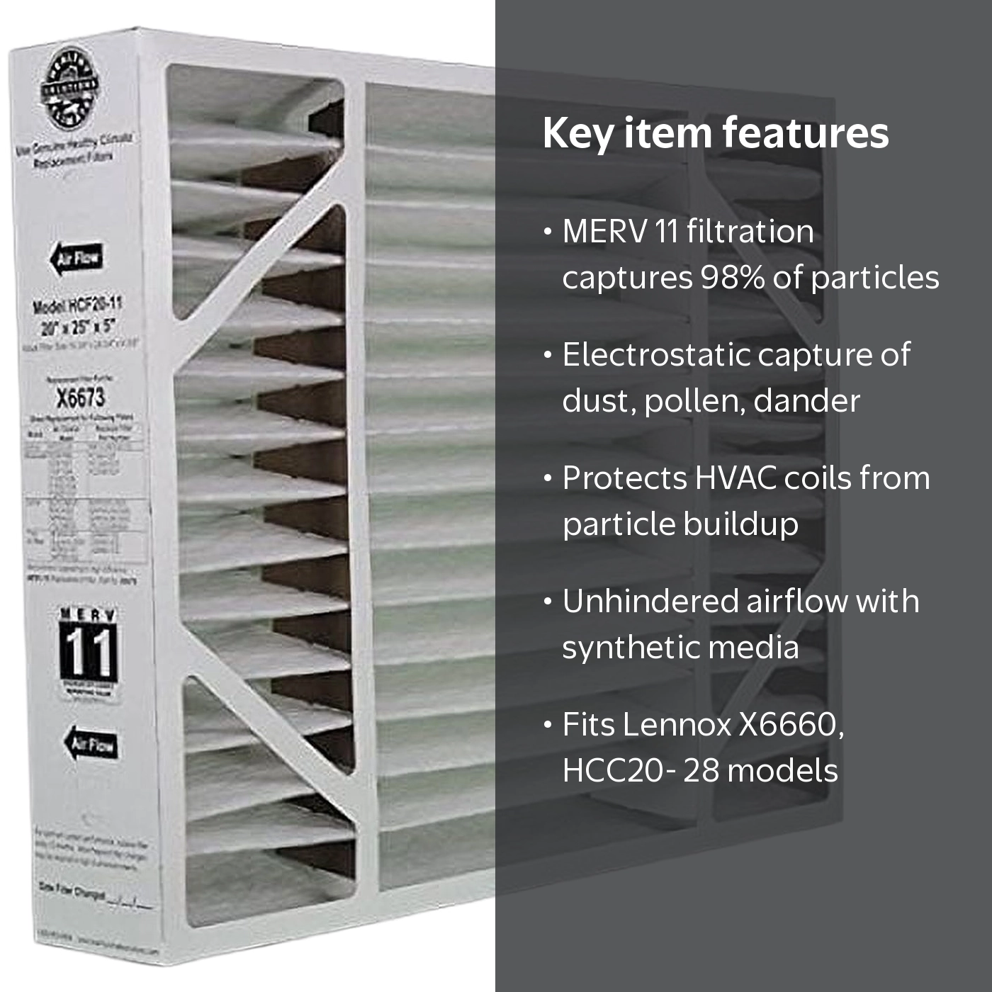 Lennox, Healthy Climate Furnace Filter, 20x25x5, MERV 11 - Walmart.com