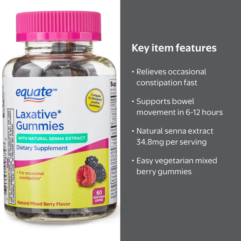 acetyl l carnitine constipation Equate Laxative Gummies with Natural Senna Extract for Occasional Constipation, 60 Count, Compare to Senokot® Laxative Gummies Acetyl-l-Carnitine