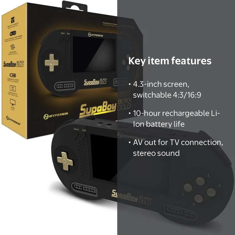 Hyperkin SupaBoy Blackgold Portable Pocket Handheld Console for