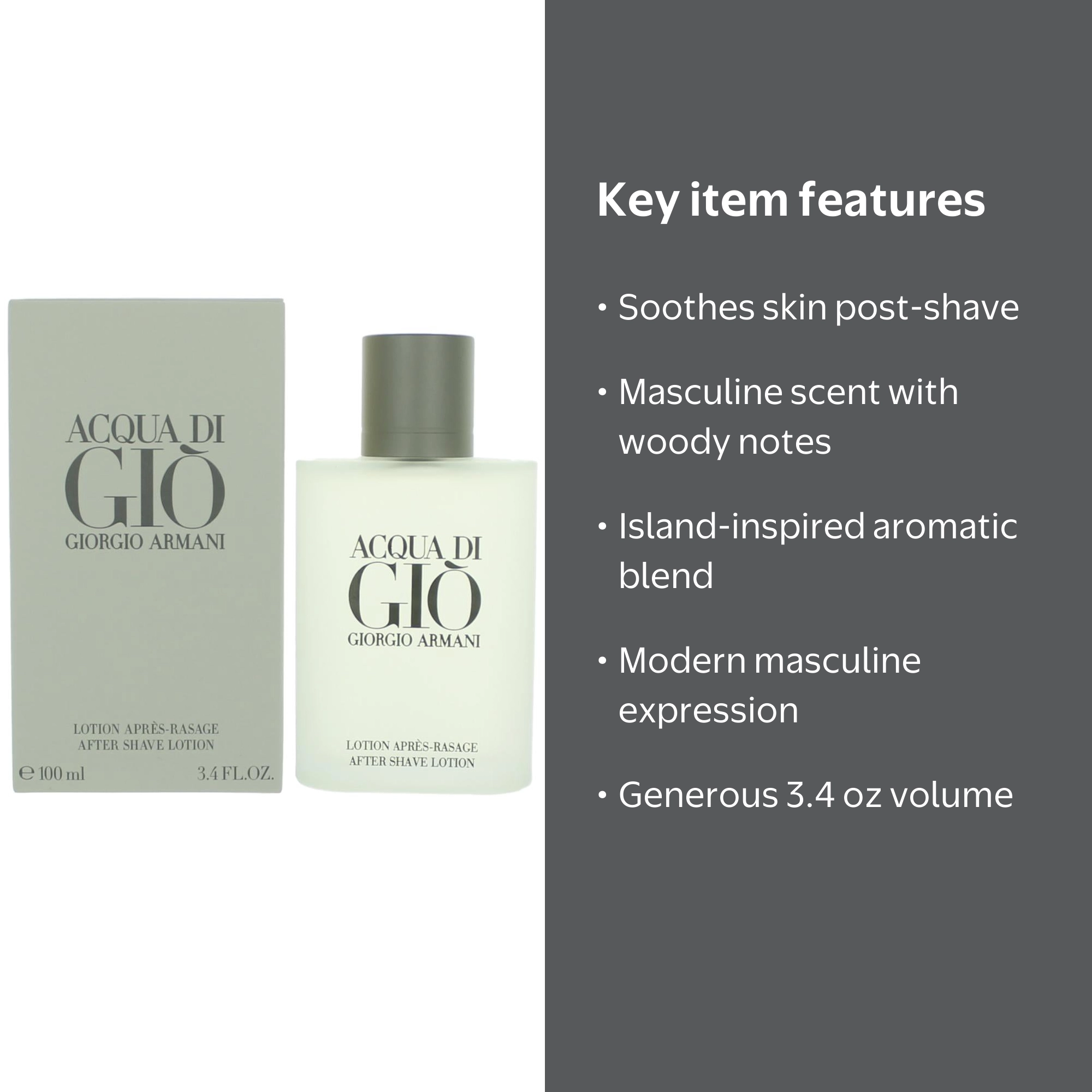 Giorgio Armani, After Shave Lotion, 3.4 oz, Masculine Marine