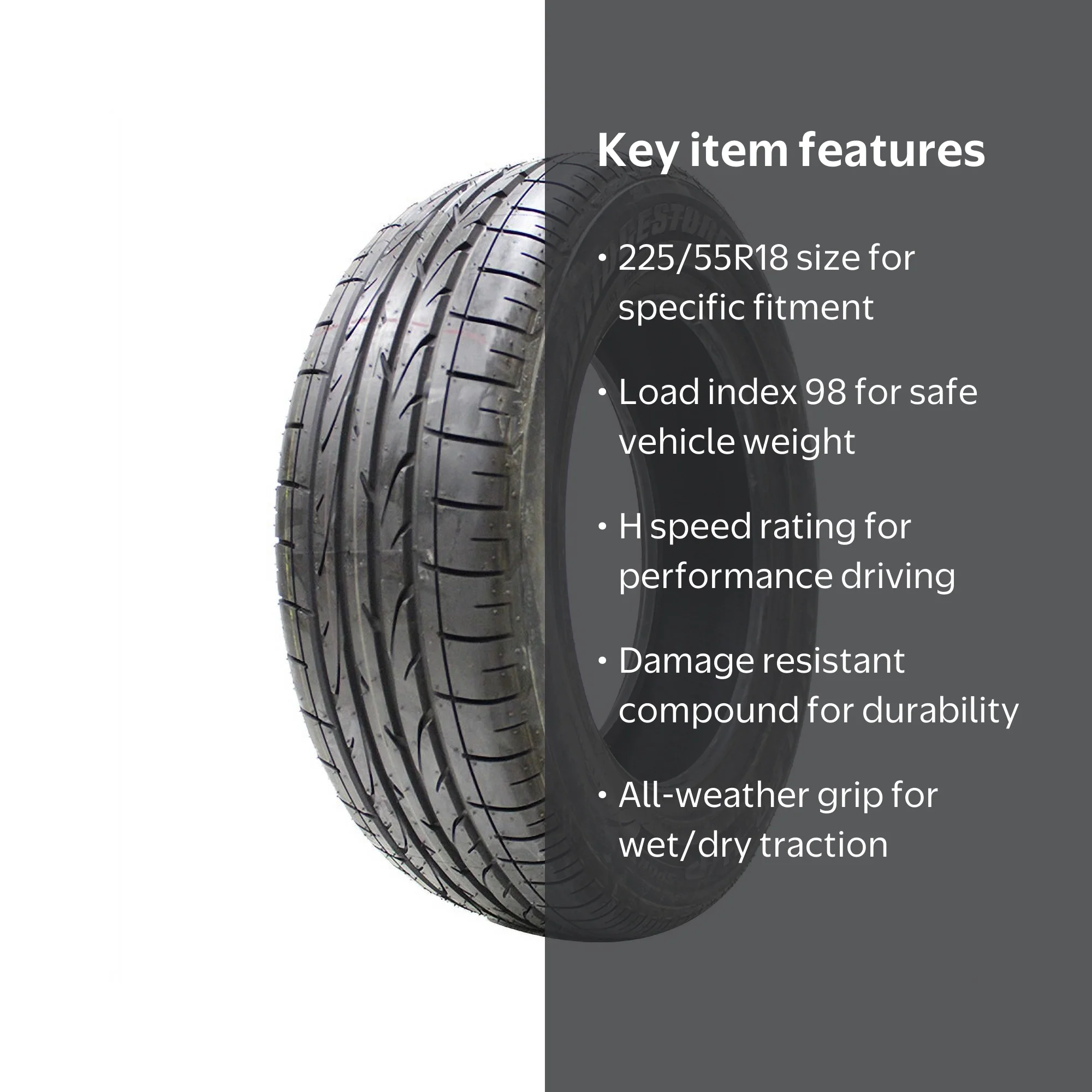 Bridgestone Dueler HP Sport 225/55R18 98 H Tire - Walmart.com