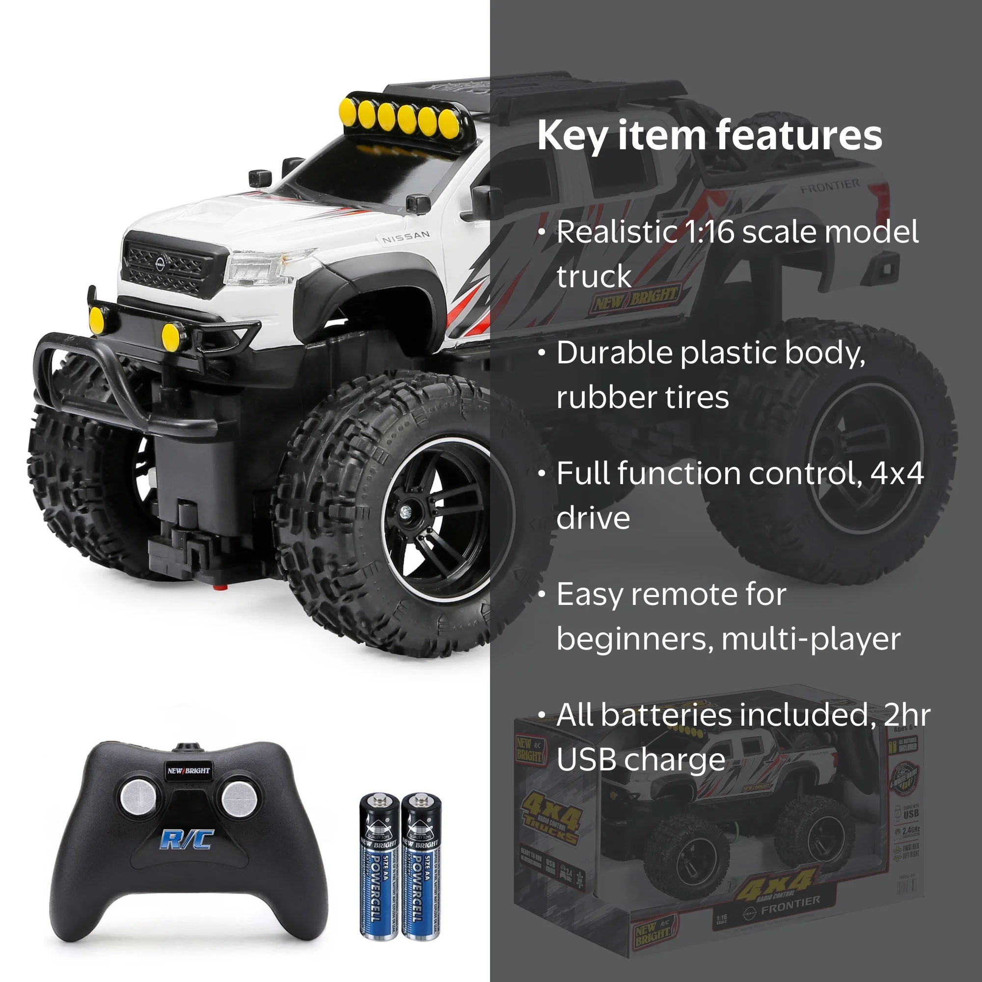 New Bright (1:16) Battery Remote Control Nissan Frontier 4x4 White