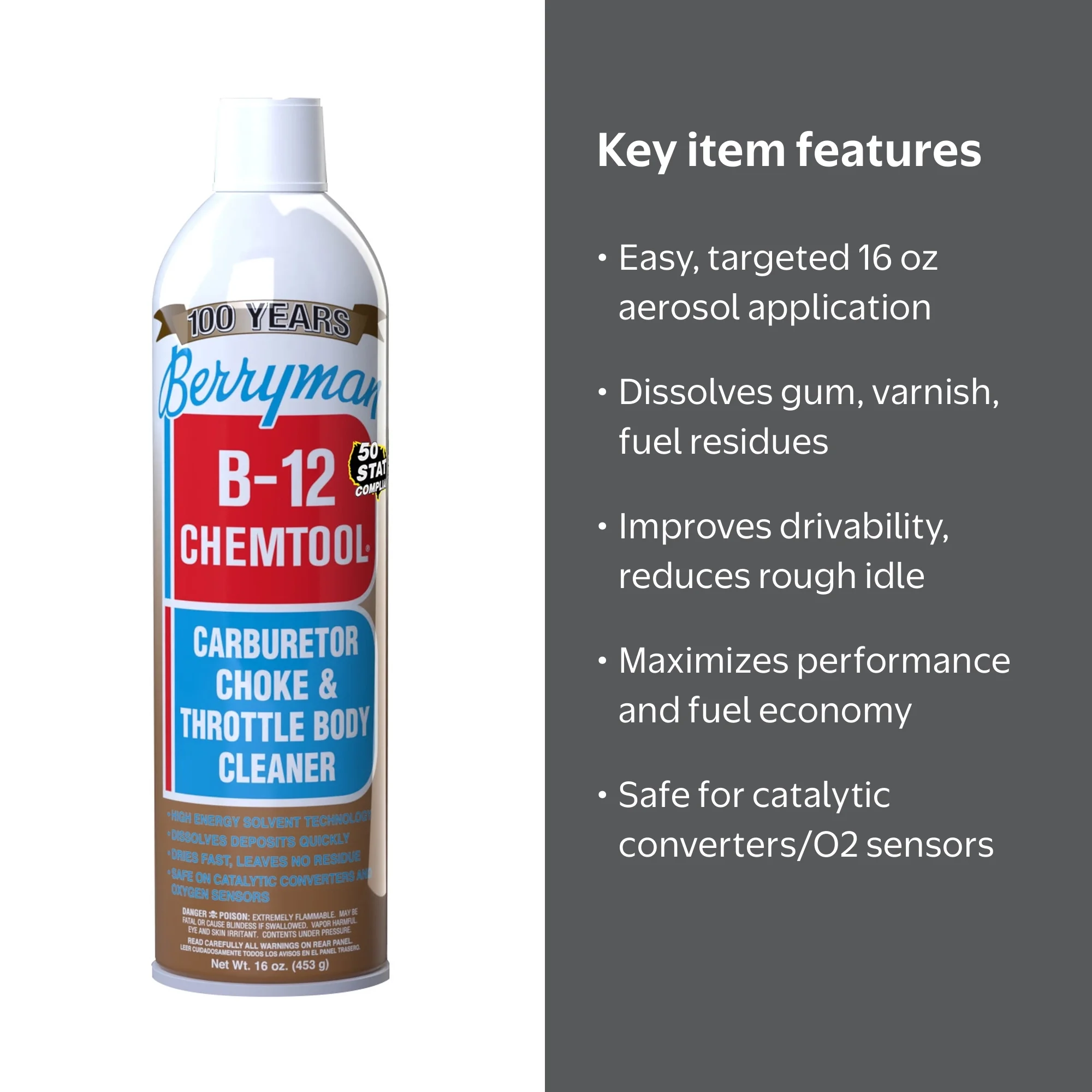 Berryman 0117C B-12 Chemtool Carburetor Cleaner CA 16 oz Aerosol