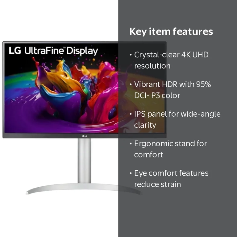 LG, Computer Monitor, 27-inch 4K UHD, IPS, HDR 400, White
