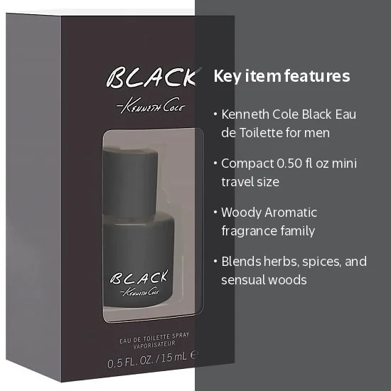 Kenneth Cole, Eau de Toilette, Black 0.50 fl oz, Cologne for Men