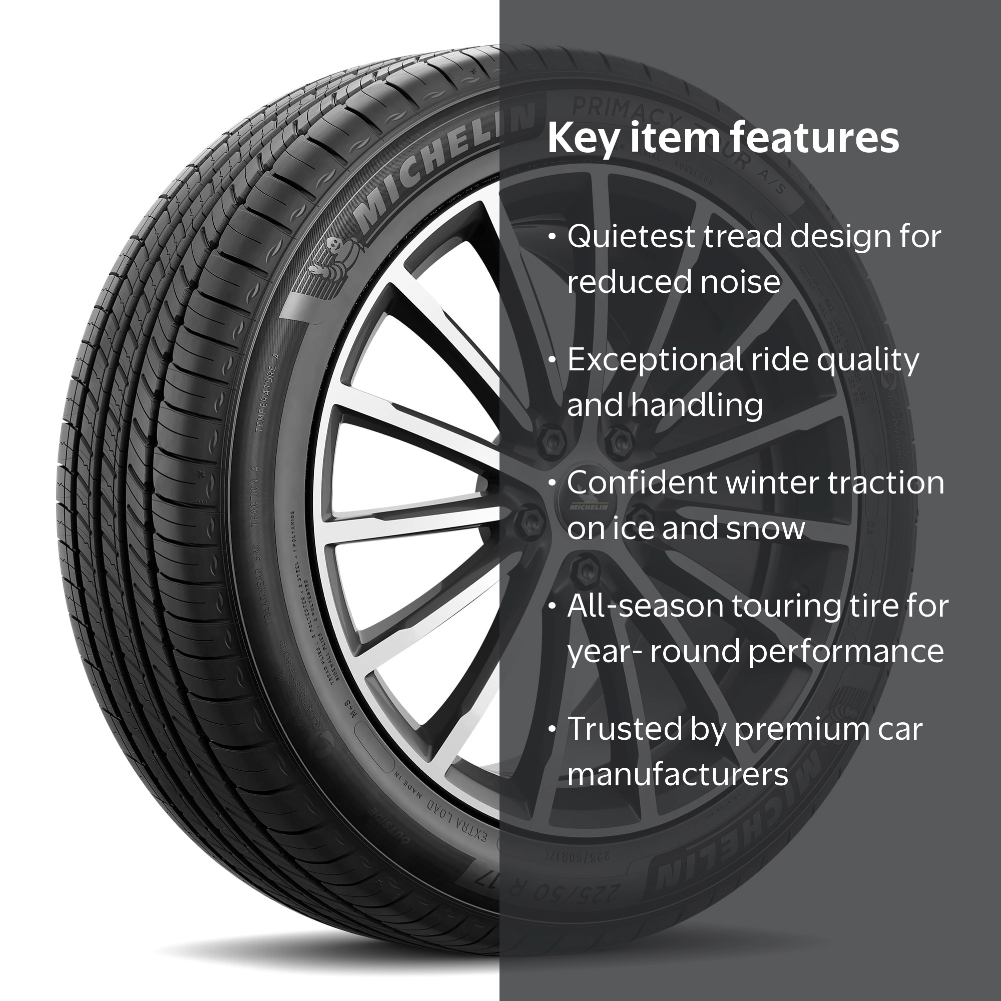 Michelin Primacy Tour A/S Tire, 255/40R21/XL 102W, All-Season