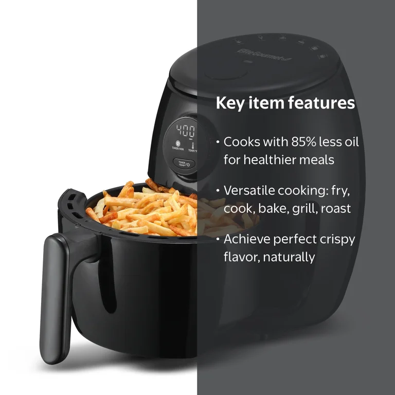 Elite Gourmet 2 Qt. Air Fryer, Nonstick, Black, 1000W - Walmart.com