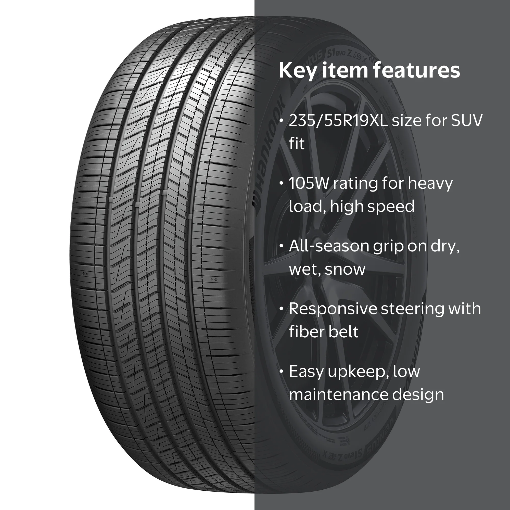 Hankook Ventus S1 evo Z AS X H129A 235/55R19XL 105W - Walmart.com