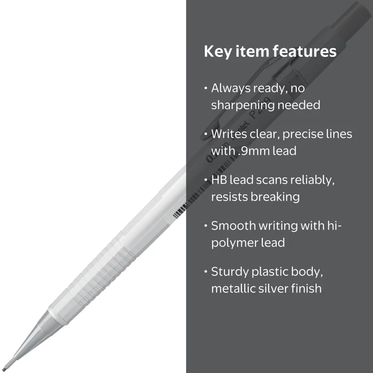 Pentel Sharp Mechanical Pencil, .9mm, Metal, Silver - Walmart.com