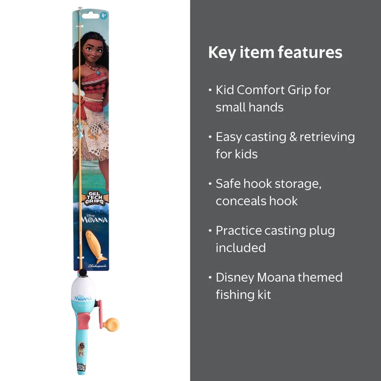 disney moana fishing pole Kit a catch log Shakespeare, Disney Moana Spincast Fishing