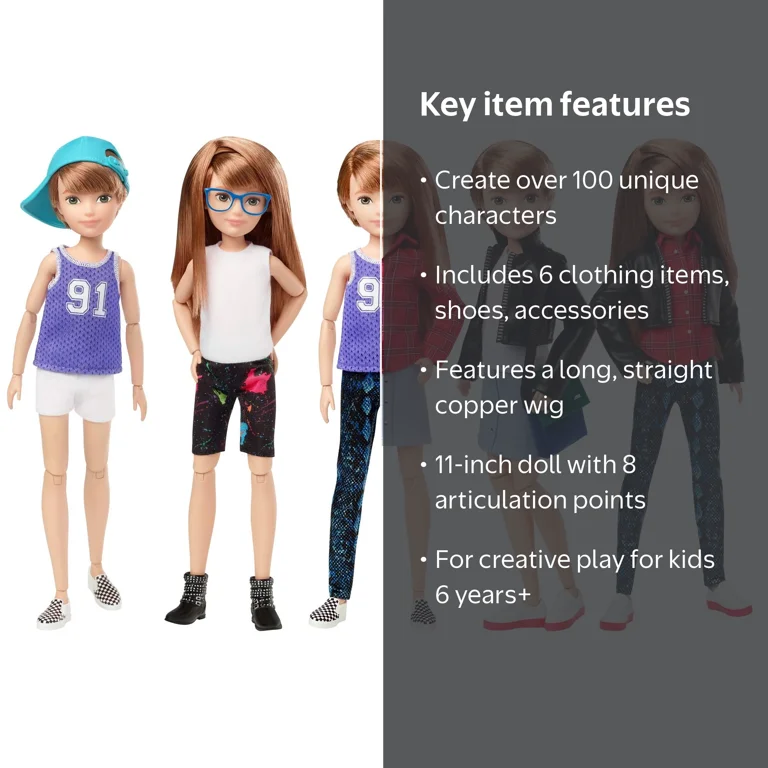 Creatable World Deluxe Character Kit Customizable Doll, Copper Straight Hair