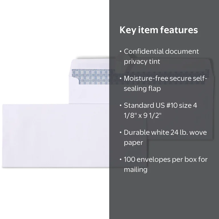 Staples, Security-Tint Envelopes, #10, 4 1/8