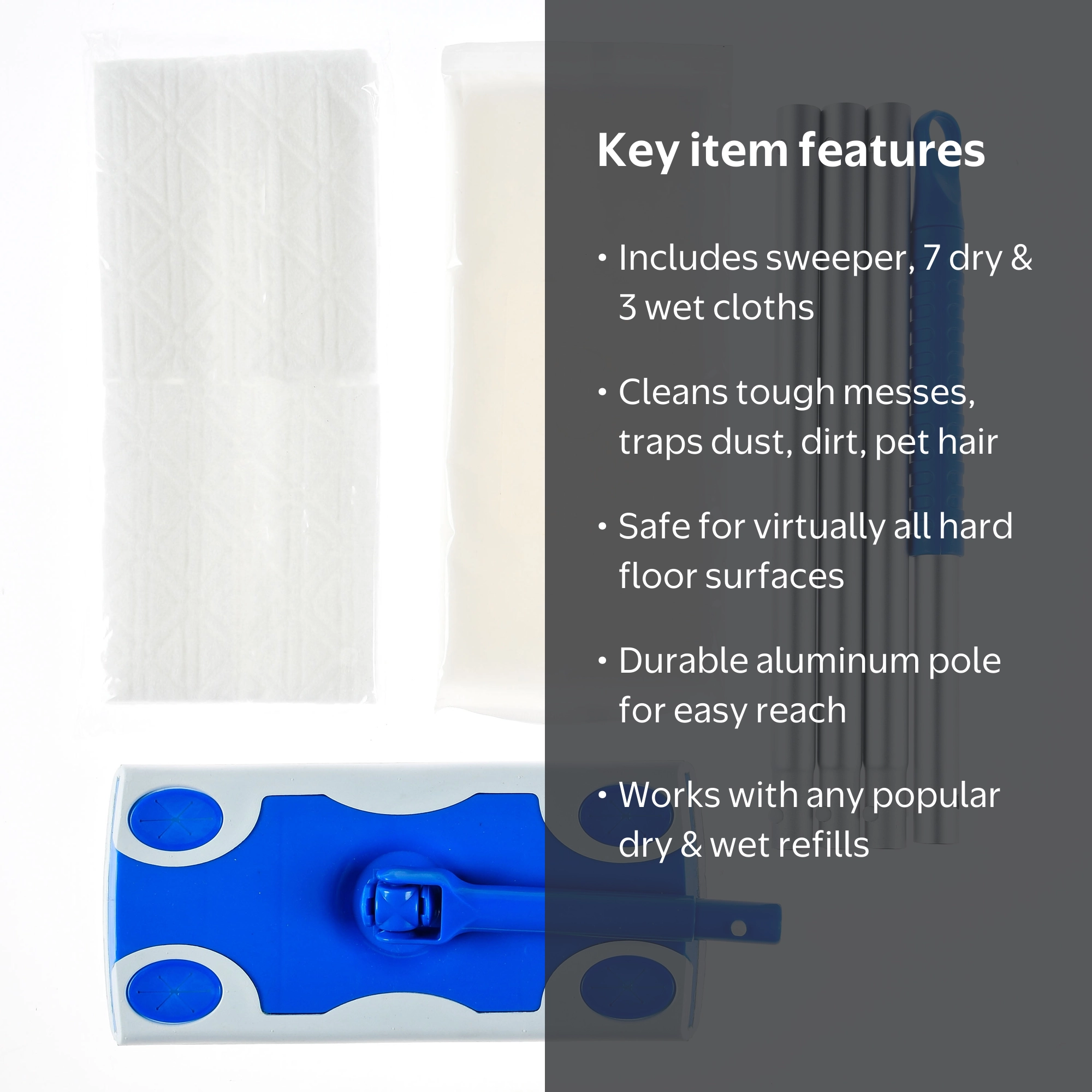 Great Value Wet and Dry Mop Sweeper Kit with 1 Mop, 10 Refills