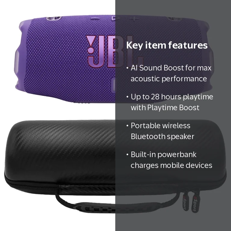 JBL Charge 6 Waterproof Portable Speaker Bundle with gSport Case