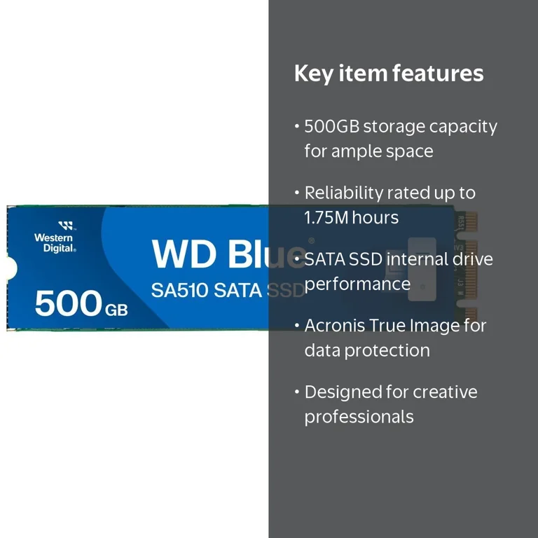 Western Digital 500GB WD Blue SA510 SATA SSD, Internal M.2 2280