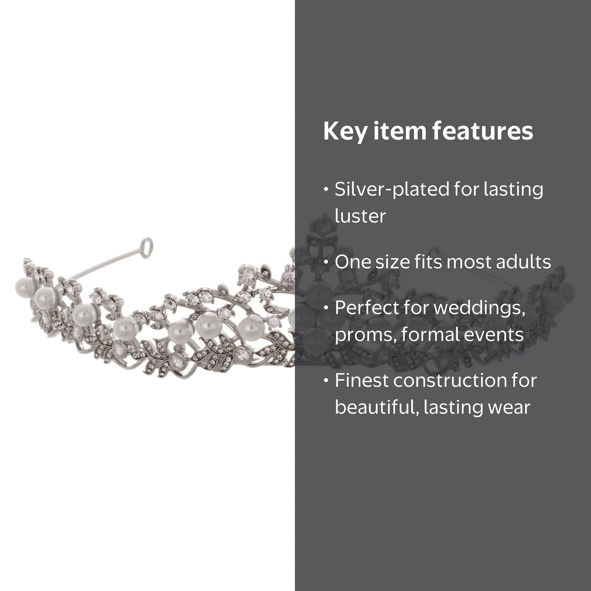 Believe by Brilliance Fine Silver Plated Tiara, Cubic Zirconia and