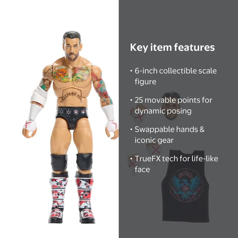 WWE Elite Collection CM Punk Action Figure, 6-inch Collectible Set