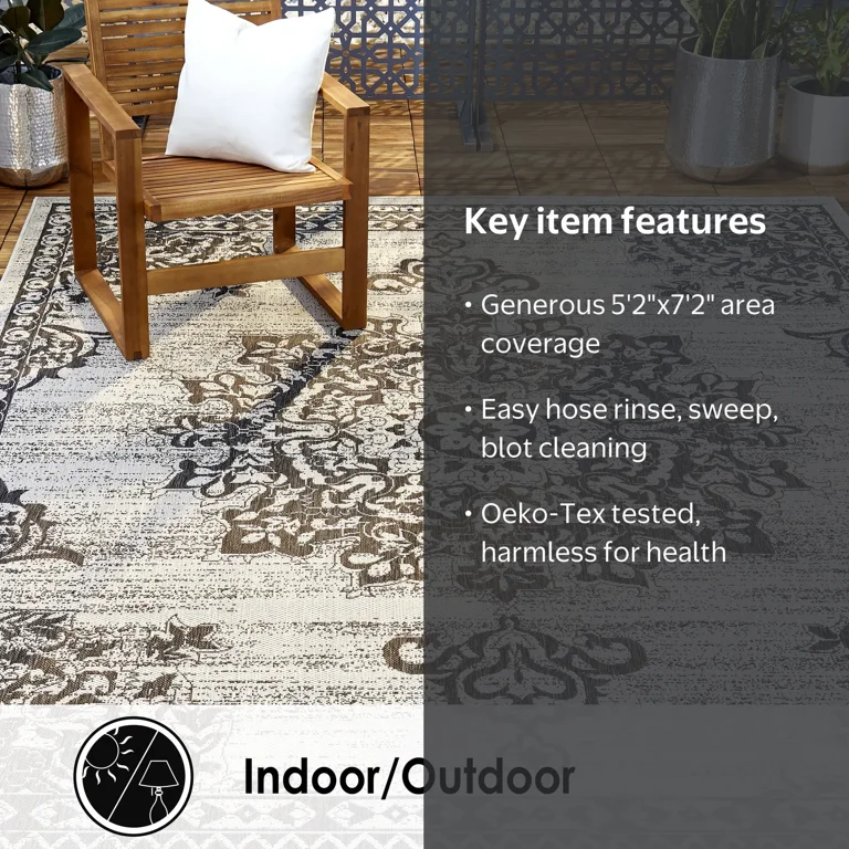 Nicole Miller, Indoor Outdoor Area Rug, 5'2
