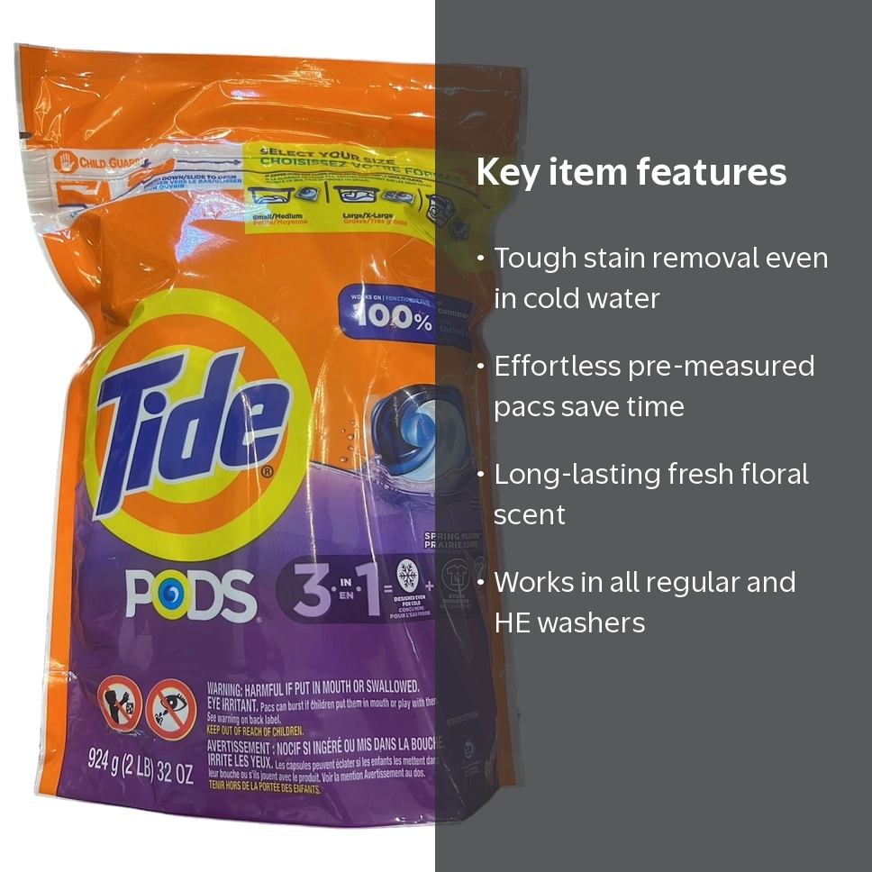 Tide, Laundry Pods, 39 ct, Spring Meadow Scent, HE Compatible