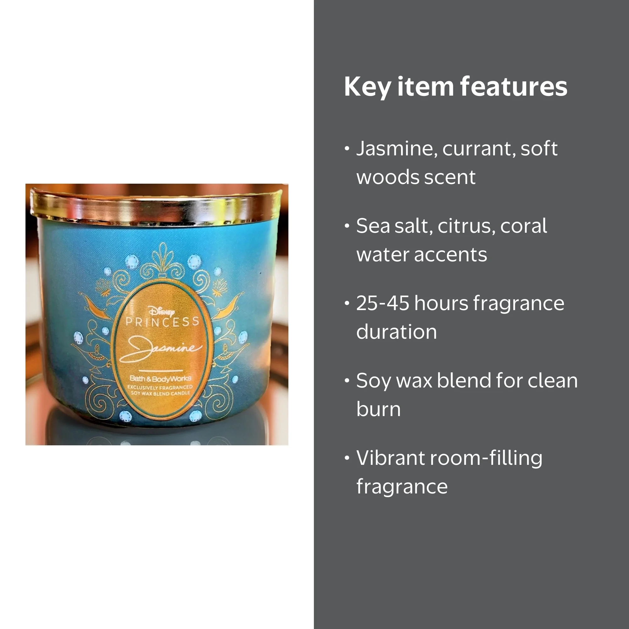 Bath & Body Works Disney Princess Jasmine Scented Soy Wax Blend