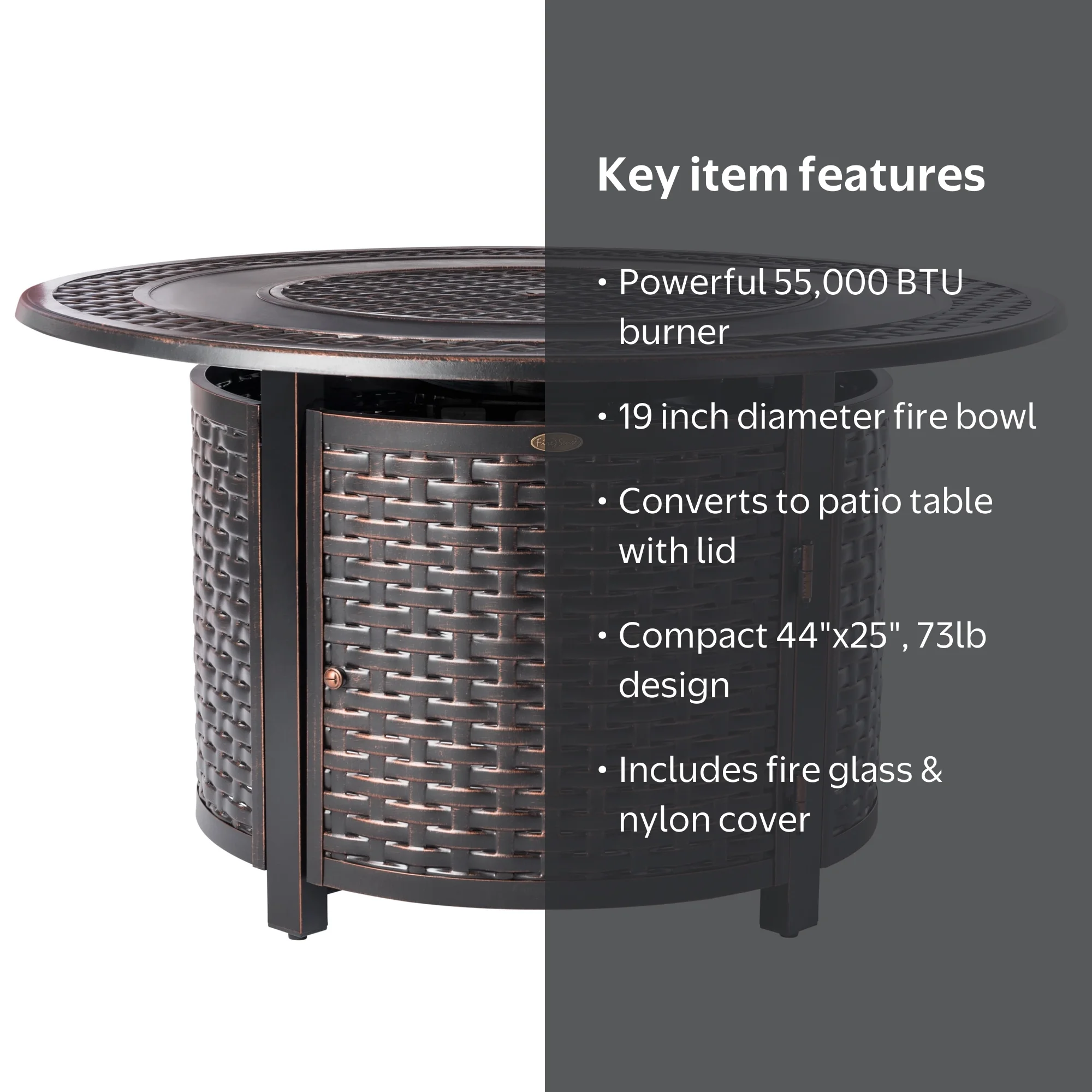 Fire Sense Aluminum Fire Pit Table Multifunctional Outdoor with