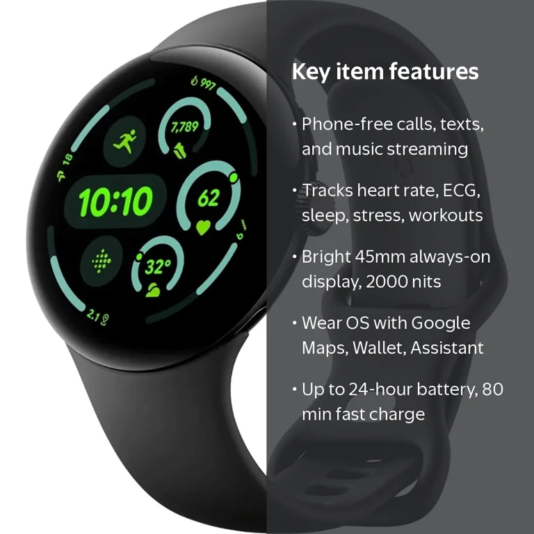 Google Pixel Watch 3 Smart Watch (GPS + Cellular) 45mm Matte Black