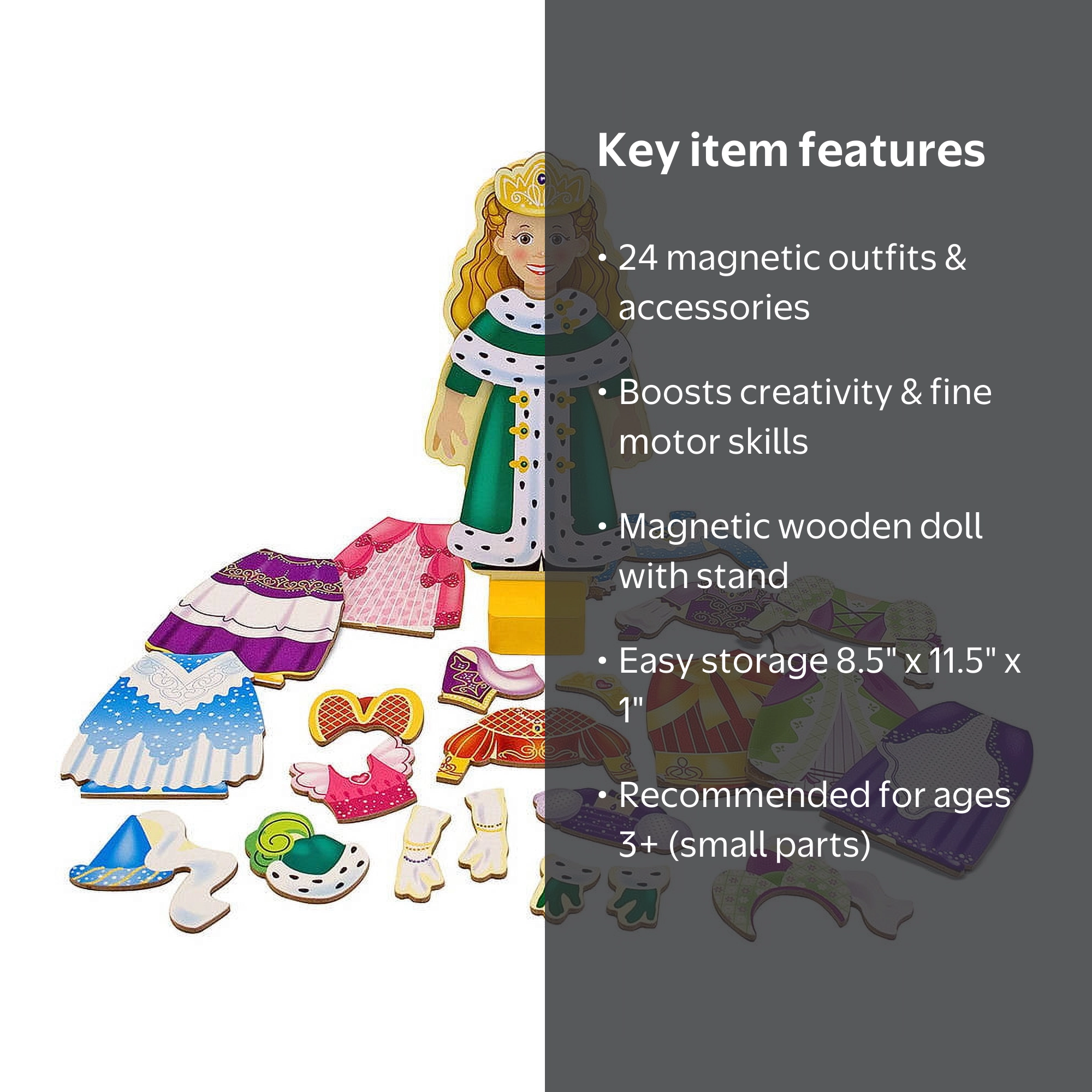 princess elise magnetic dress up Melissa & Doug Deluxe Princess Elise Magnetic Wooden Dress-up Doll Play Set  (24 Pcs)