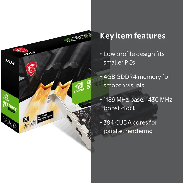 MSI, GeForce GT 1030, 4GB DDR4, PCI Express 3.0 x16 - Walmart.com