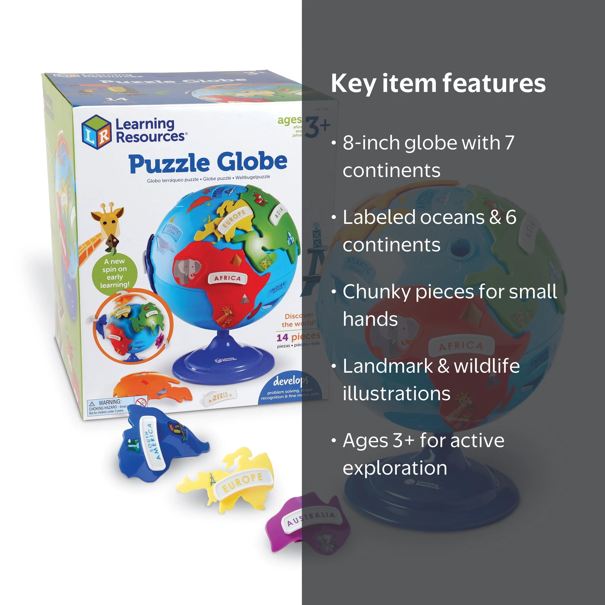 Learning Resources Puzzle Globe 3D Puzzles, Earth Montessori Toys