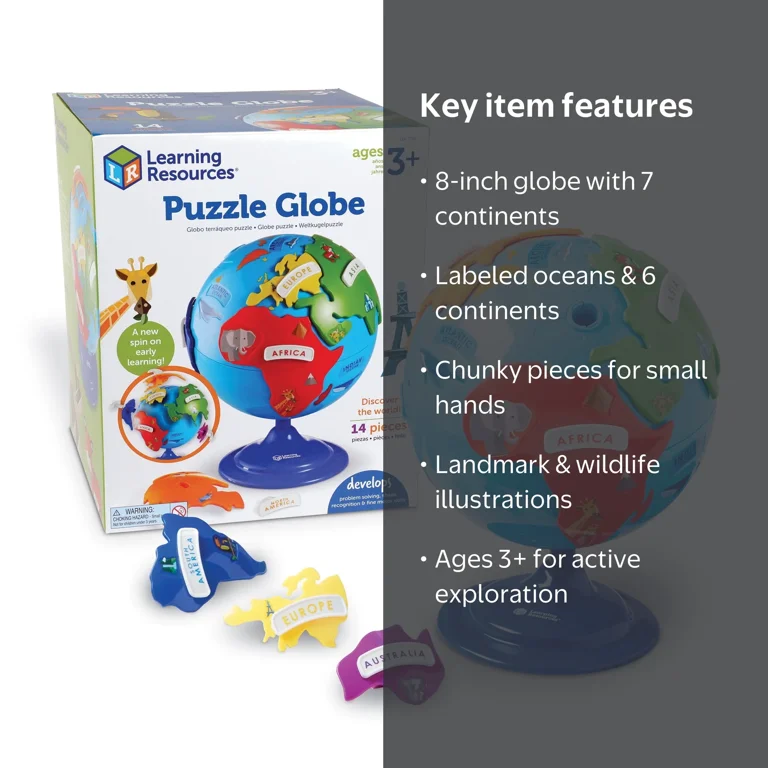Learning Resources Puzzle Globe 3D Puzzles, Earth Montessori Toys