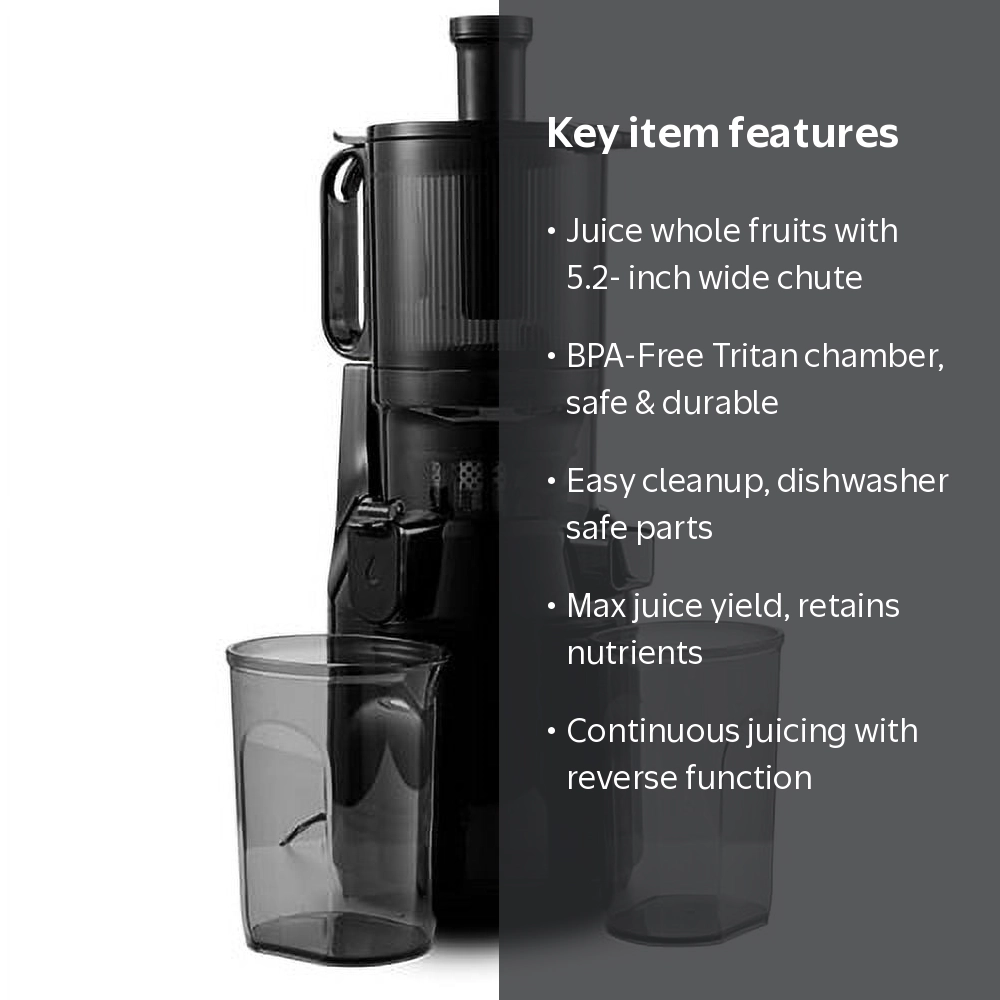 Elite Cuisine EJX250 Big Mouth Whole Fruit 5.2” Self-Feeding Chute