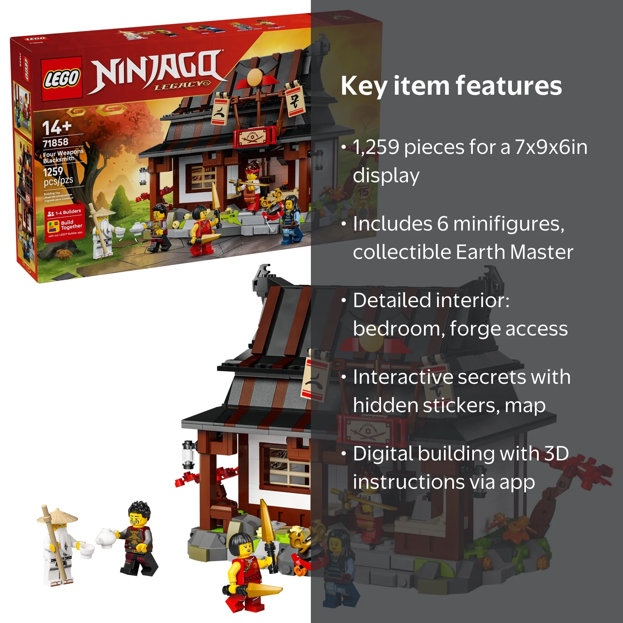 LEGO NINJAGO Four Weapons Blacksmith Set, 71858, 1259 Pieces