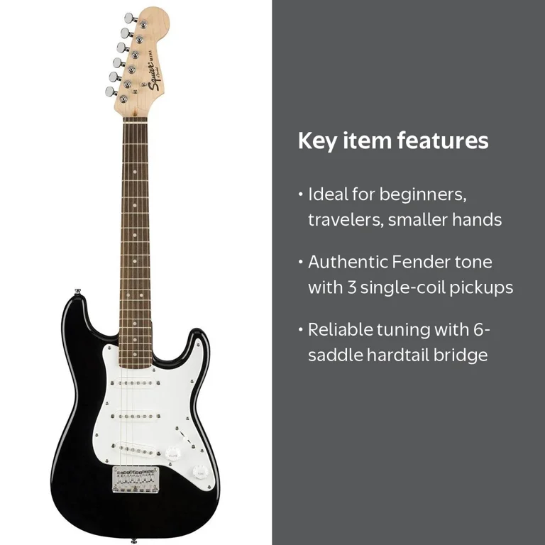 Fender Squier Mini Strat, Laurel Fingerboard, Black - Walmart.com