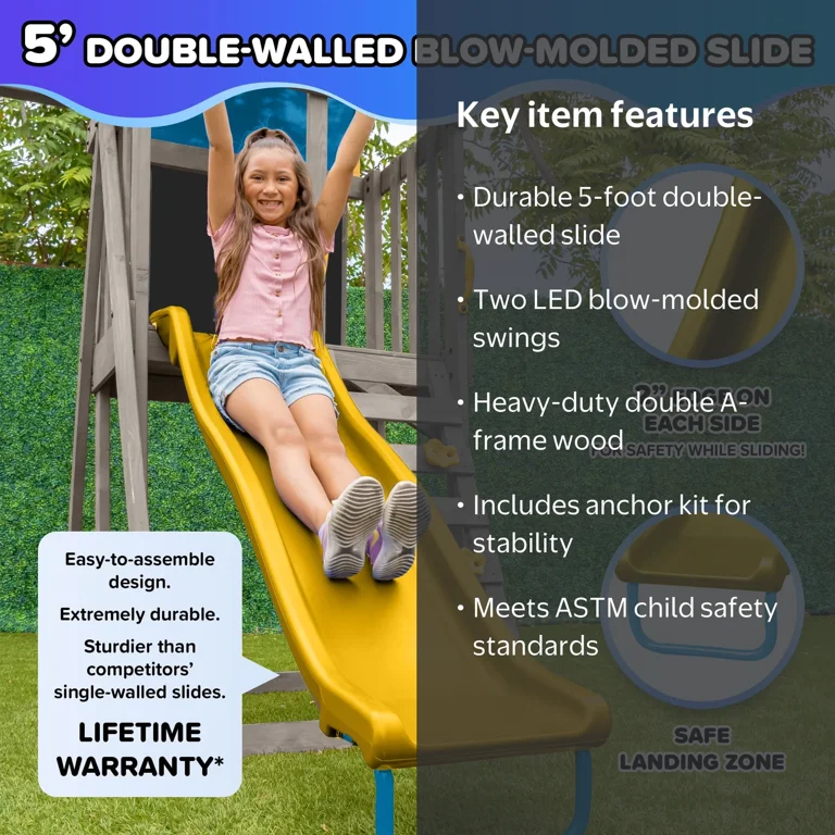 Sportspower Addison Twinkle Wooden Swing Set with Heavy-Duty