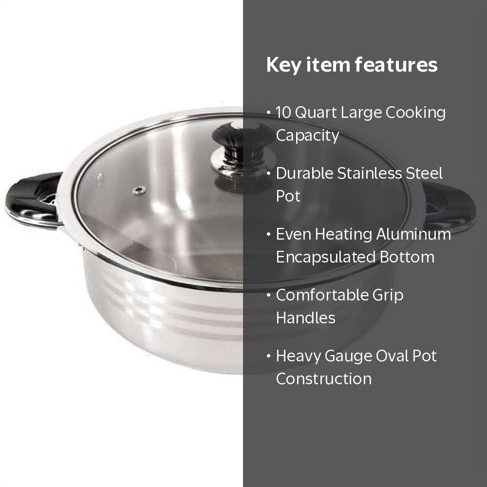Better Chef SuperX 10 Quart Stainless Steel Shallow Pot SXDF10