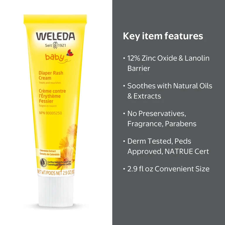 Weleda Baby Diaper Rash Cream with Calendula Extracts, 2.9 fl oz