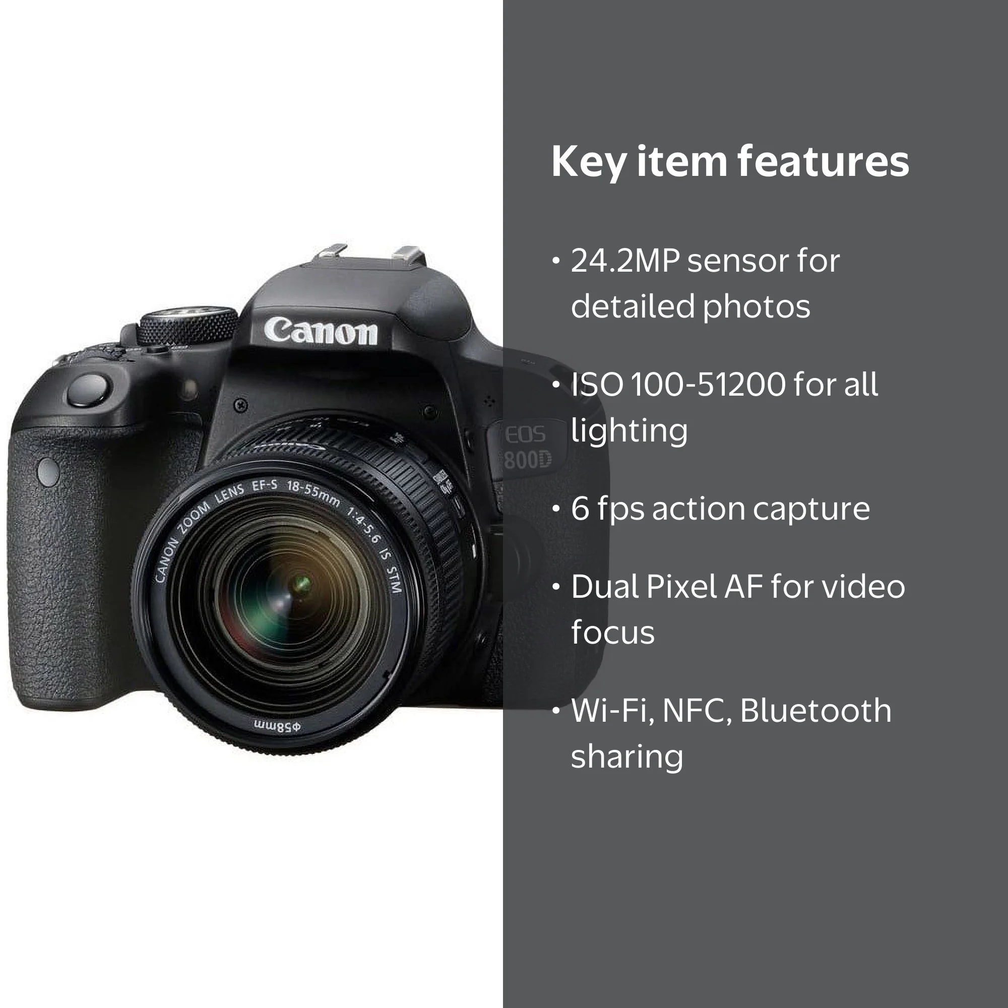Canon, DSLR Camera, EOS 800D/T7i, with 18-55mm IS STM lens