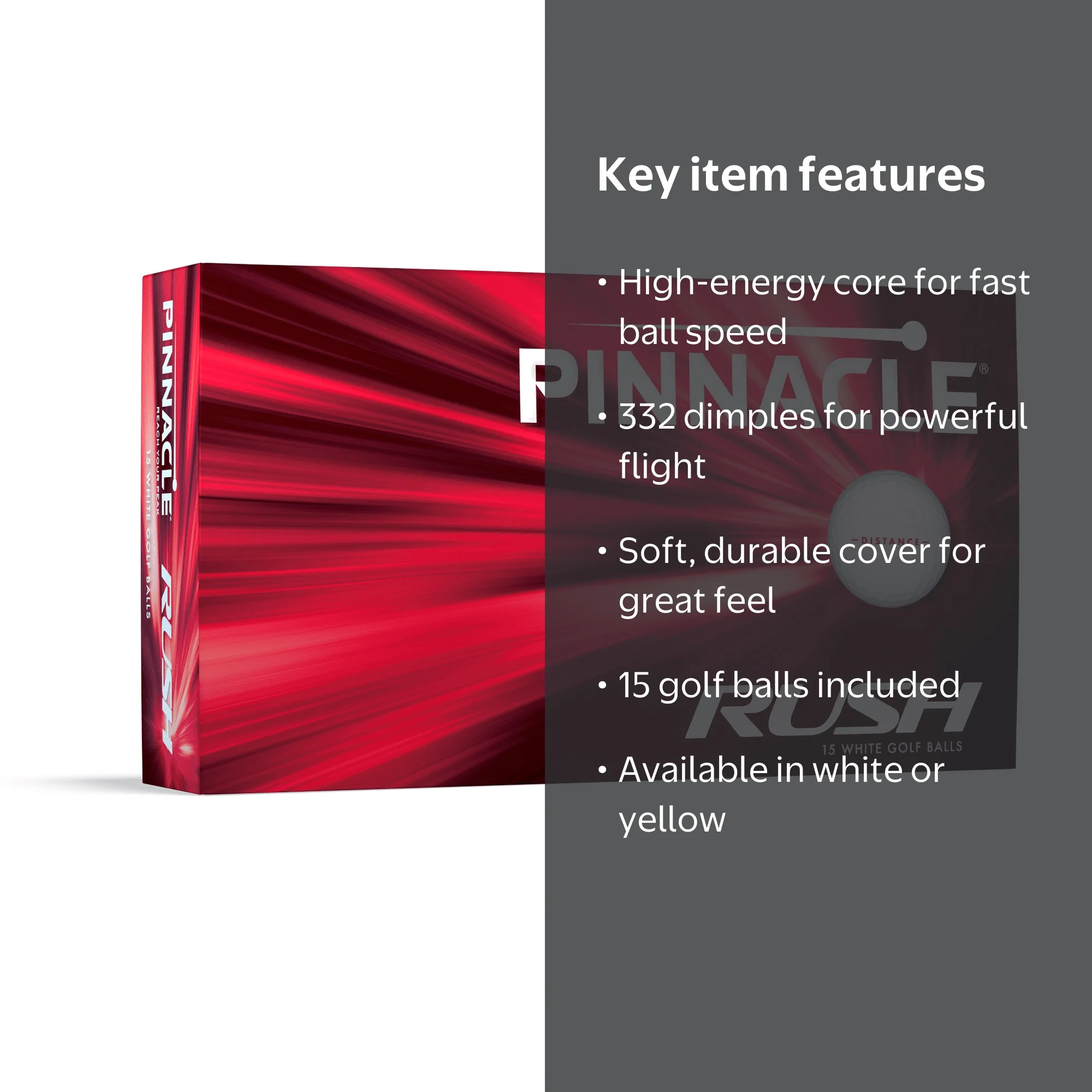 Pinnacle White 15-Ball Long Distance Golf Ball with Soft Cover and