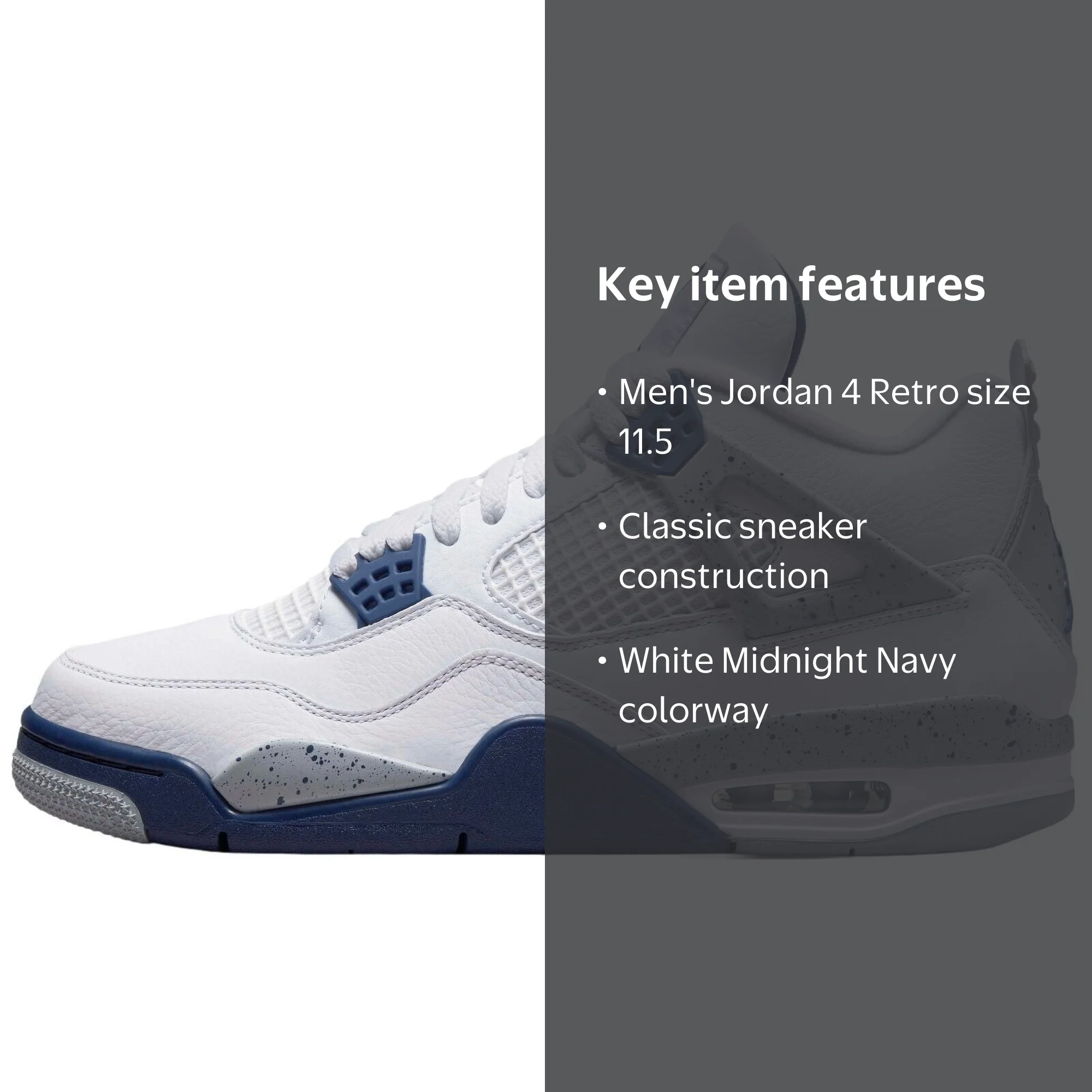 Men's AIR Jordan 4 Retro 'Midnight Navy' White/Navy Sneakers