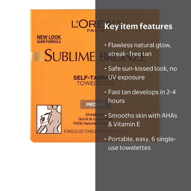 L'Oreal Paris Sublime Bronze Self-Tan Towelettes, Gradual Self