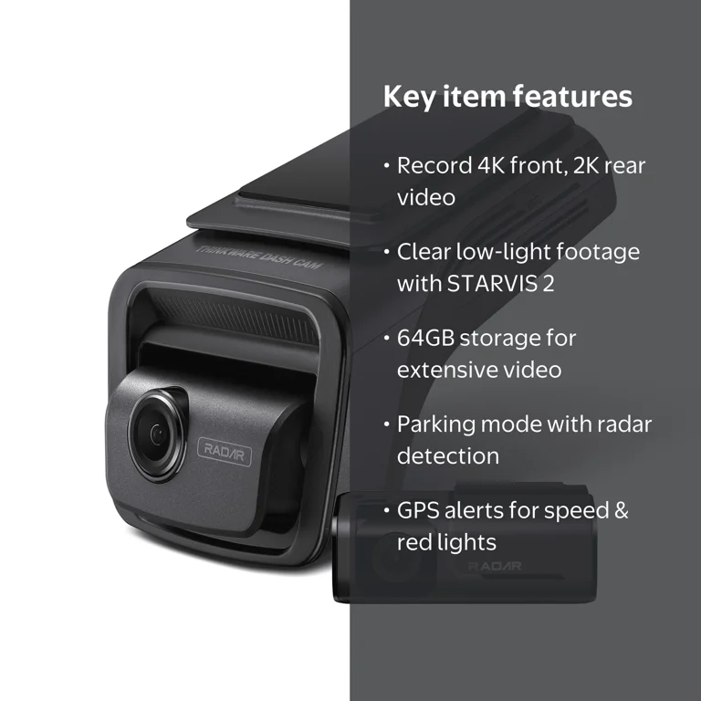 THINKWARE U3000 4K UHD Dual-Channel Dash Cam, Sony STARVIS 2.0